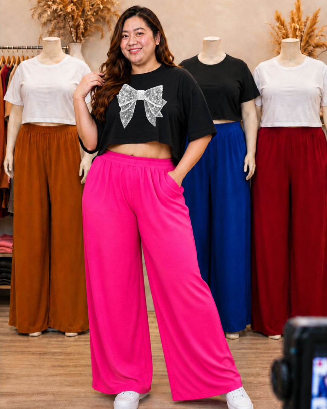 XDM Khycee Plus Size Terno Set | Oversized Crop Top + Wide Leg Pants