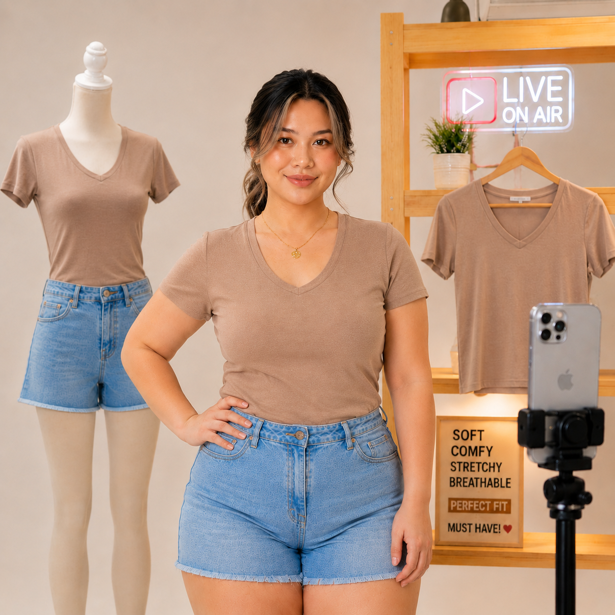 XDM-Viral Comfort V-Neck Top – Premium Cotton Spandex