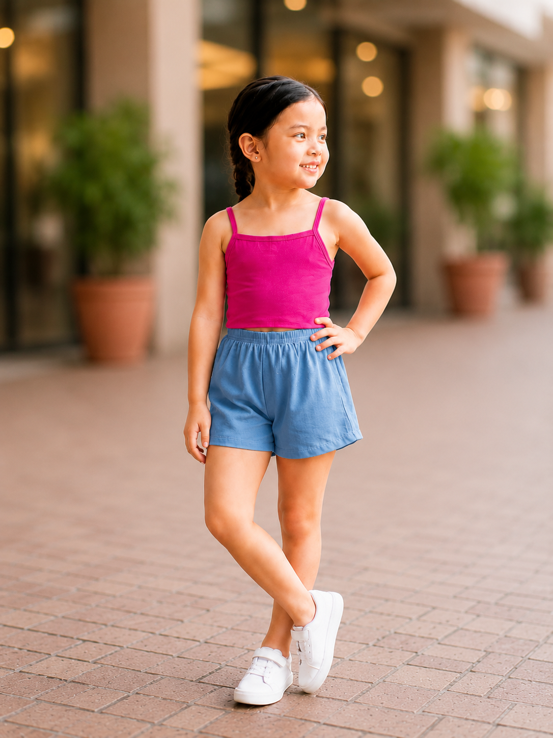 XDM-Kids Cotton Spandex Camisole Top & Cotton Linen Shorts Set