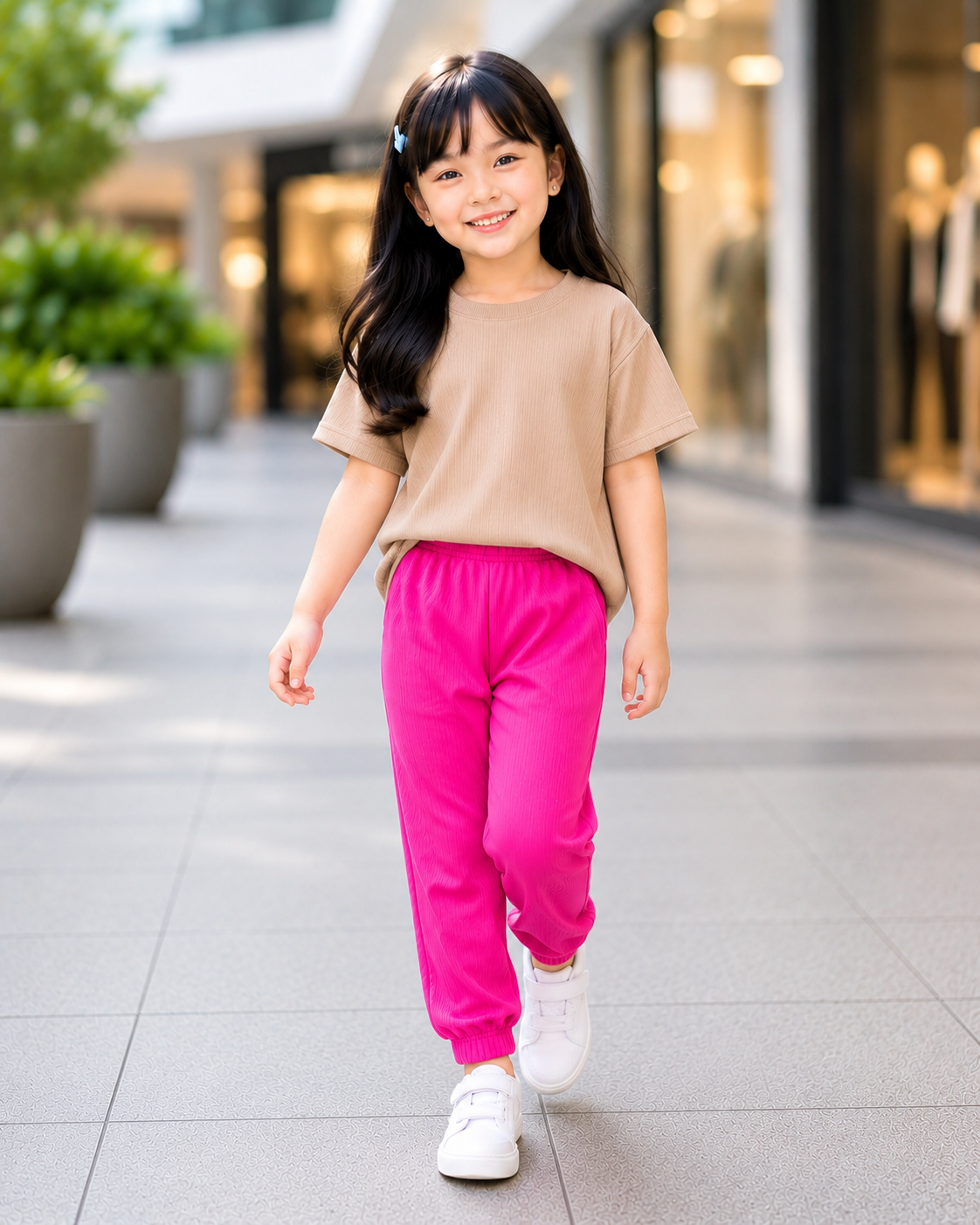 XDM-Kids Ribbed Cotton Knitted Terno Set | Soft Stretch Co-Ord Outfit with Ankle Cuffs | Best Fit for 5-8 Years Old