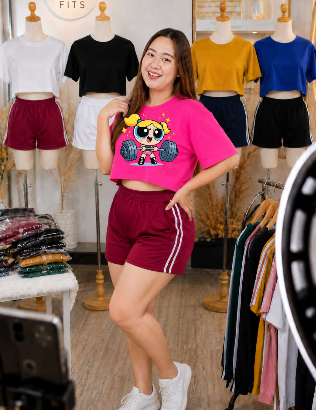 XDM-Girl Power Cotton Spandex Crop Top with Yonex Shorts | Plus Size Terno Set