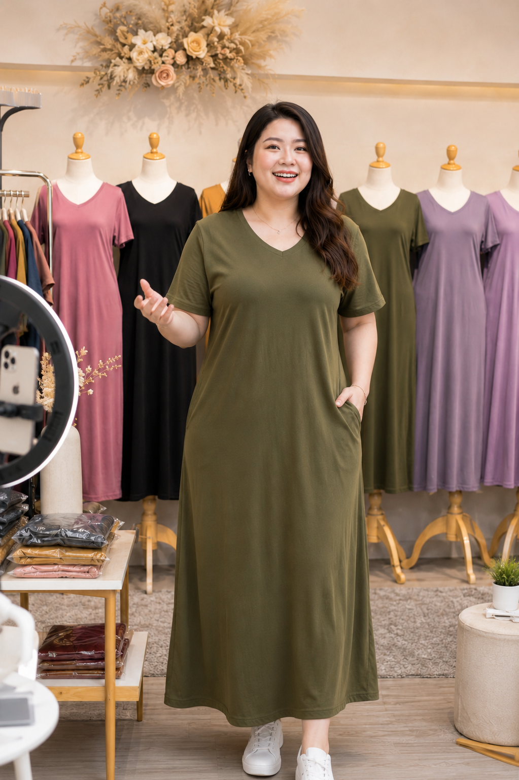 XDM FITS-Plus Size Comfy Queen Maxi Dress with Pocket