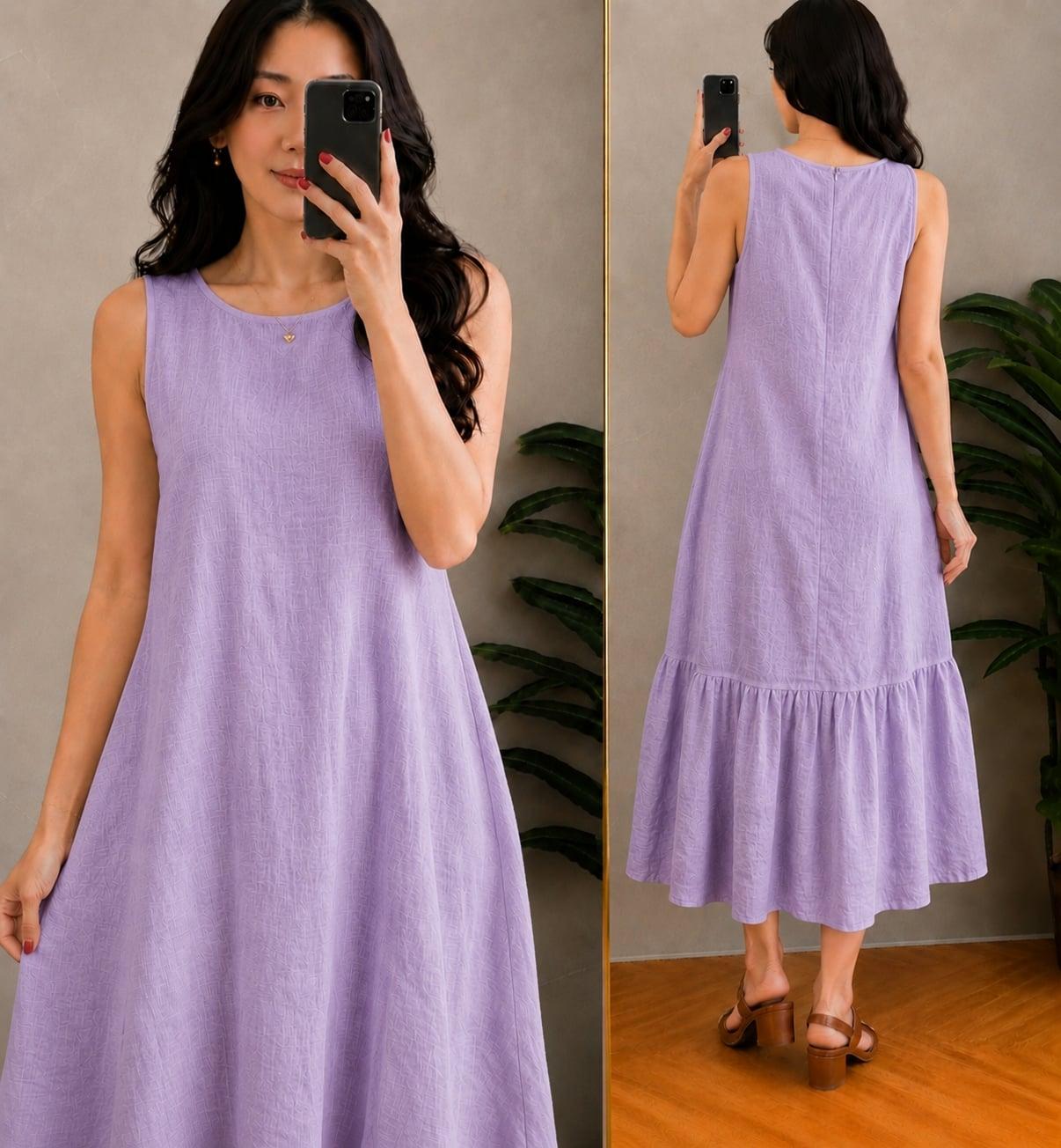 XDM-Cotton Linen Zipper Back Maxi Dress