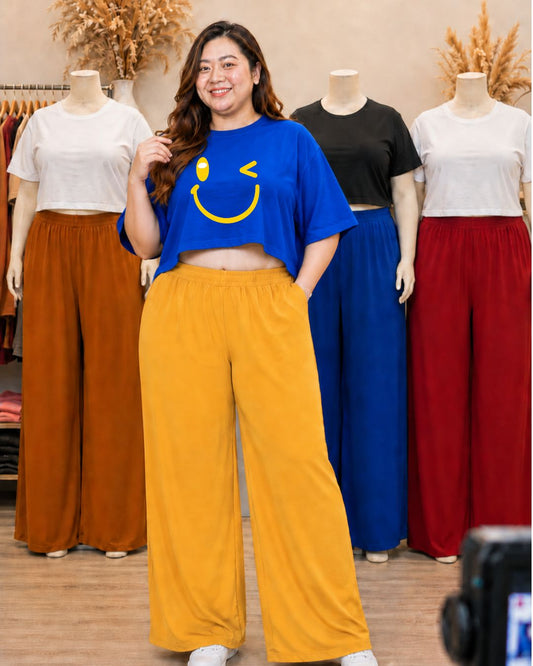 XDM Khycee Plus Size Terno Set | Oversized Crop Top + Wide Leg Pants