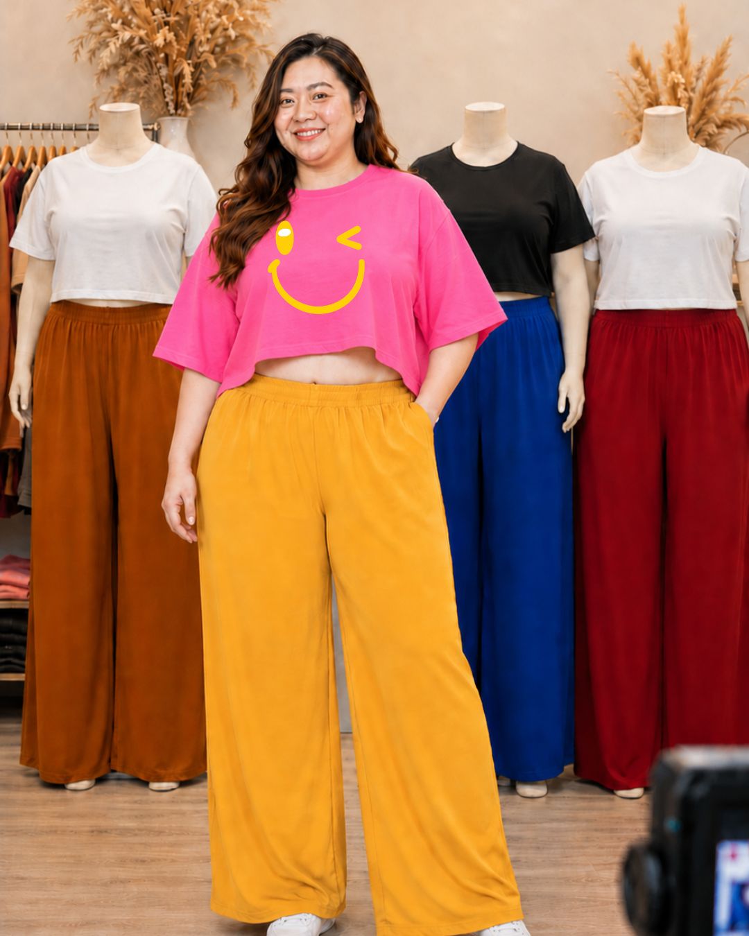 XDM Khycee Plus Size Terno Set | Oversized Crop Top + Wide Leg Pants