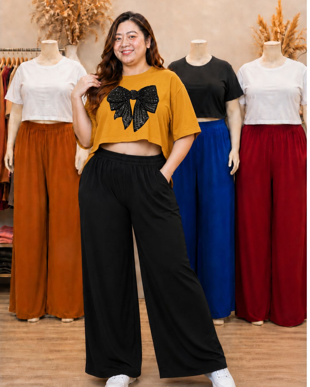XDM Khycee Plus Size Terno Set | Oversized Crop Top + Wide Leg Pants