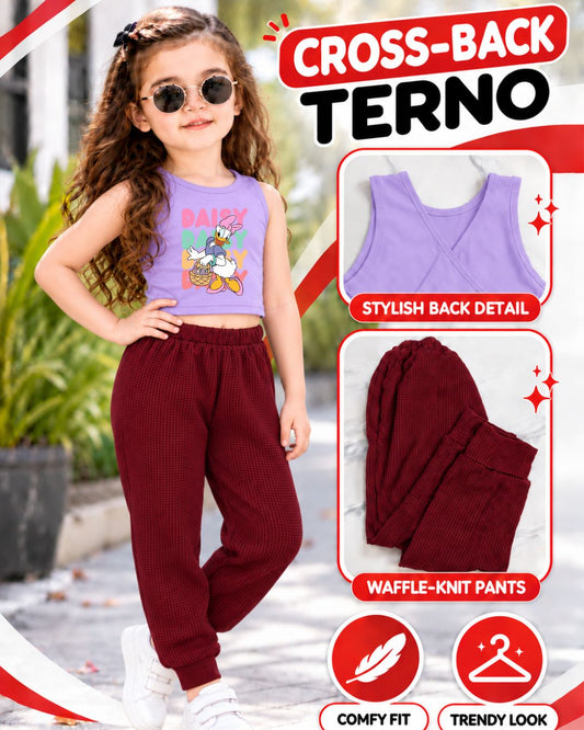 XDM-CUTIE CROSS-BACK TERNO FOR KIDS + Waffle Jogger Pants  | Pretty in Every Color | Fit for Ages 3–4