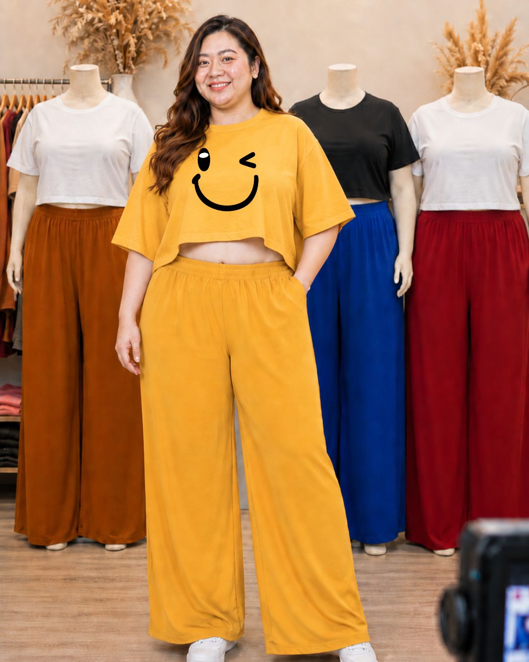 XDM Khycee Plus Size Terno Set | Oversized Crop Top + Wide Leg Pants