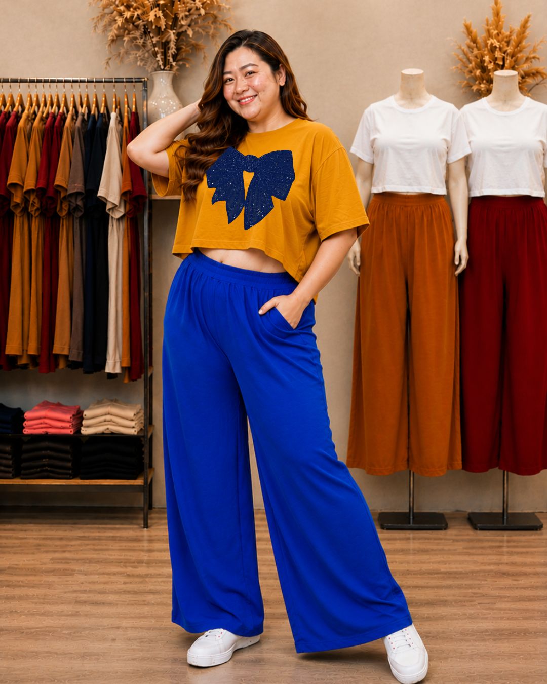 XDM Khycee Plus Size Terno Set | Oversized Crop Top + Wide Leg Pants