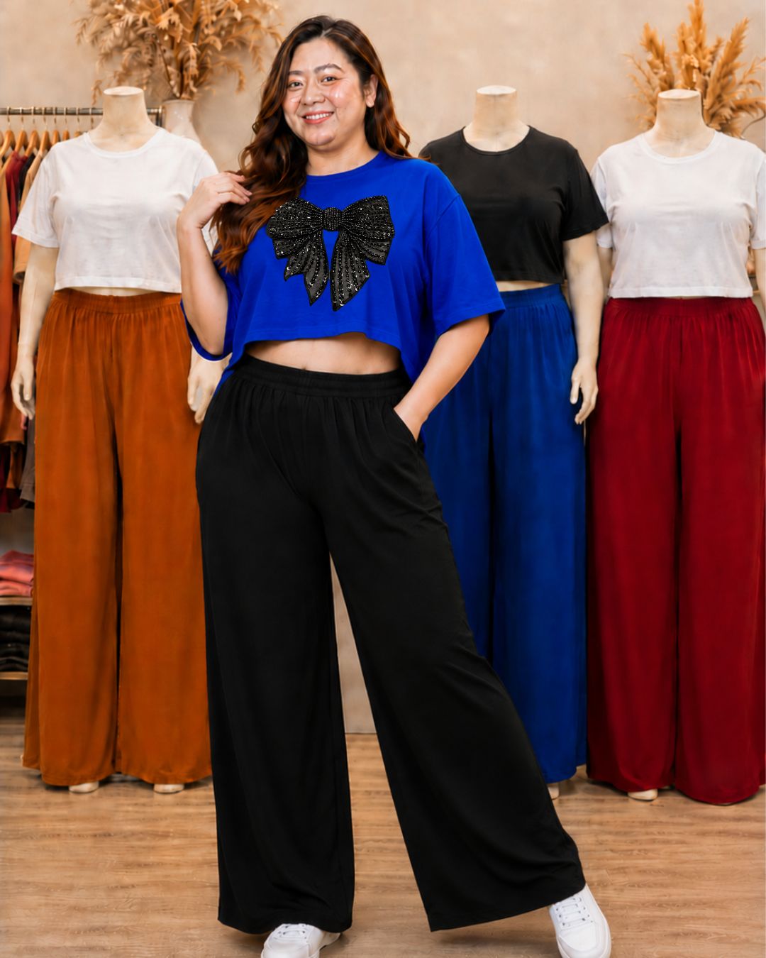 XDM Khycee Plus Size Terno Set | Oversized Crop Top + Wide Leg Pants
