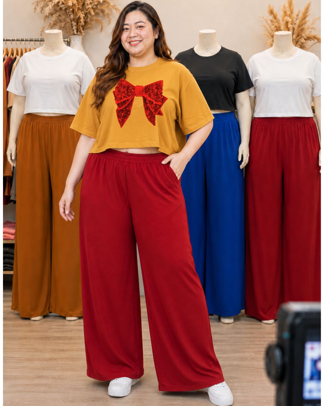 XDM Khycee Plus Size Terno Set | Oversized Crop Top + Wide Leg Pants