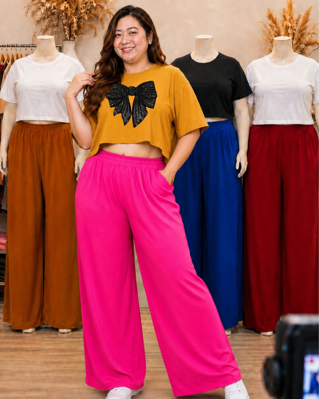 XDM Khycee Plus Size Terno Set | Oversized Crop Top + Wide Leg Pants