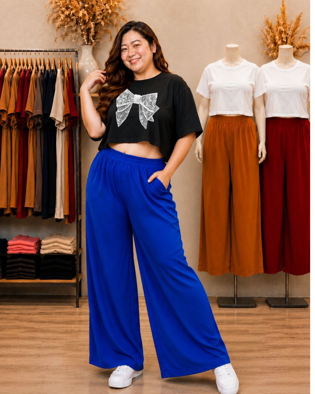 XDM Khycee Plus Size Terno Set | Oversized Crop Top + Wide Leg Pants