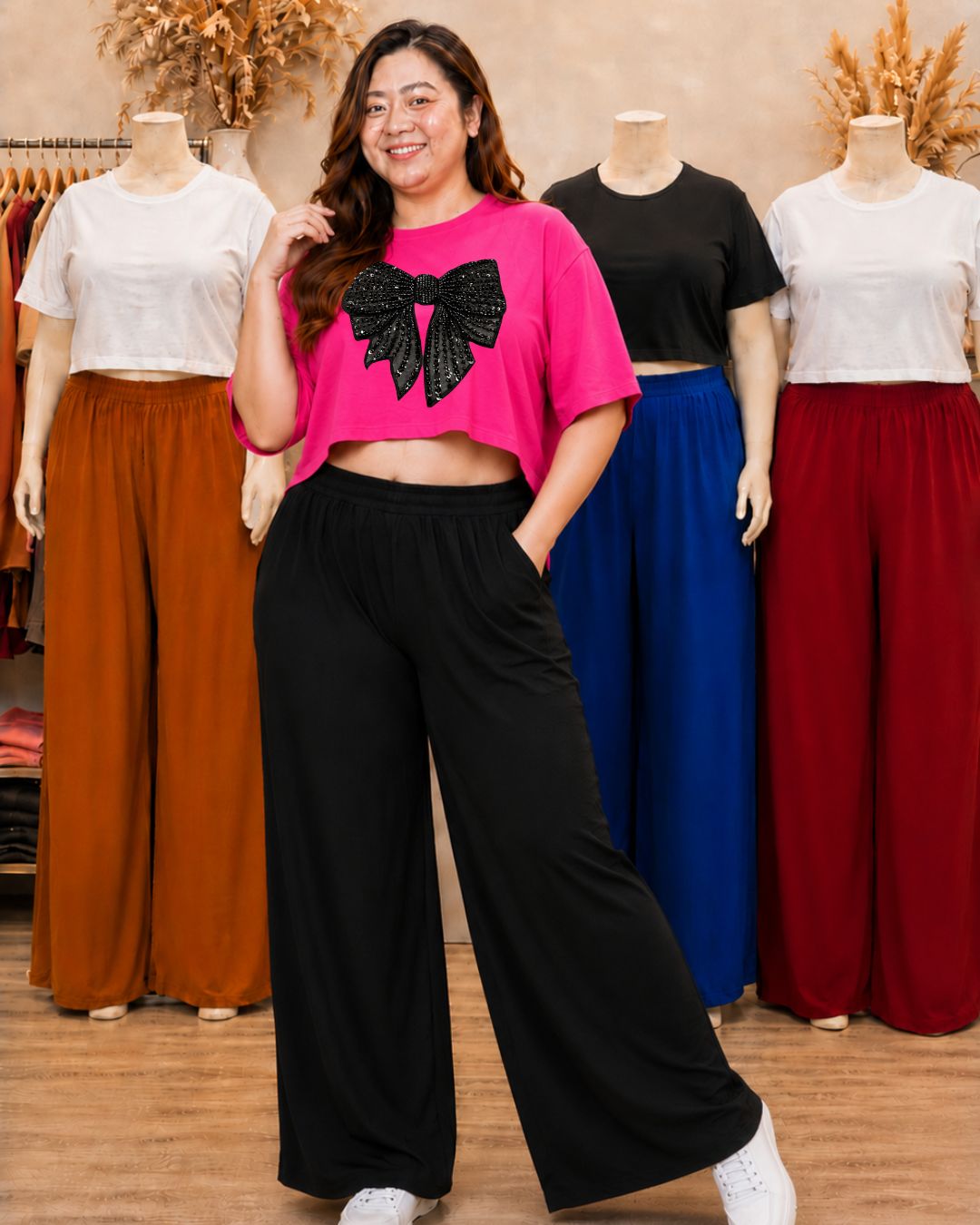 XDM Khycee Plus Size Terno Set | Oversized Crop Top + Wide Leg Pants
