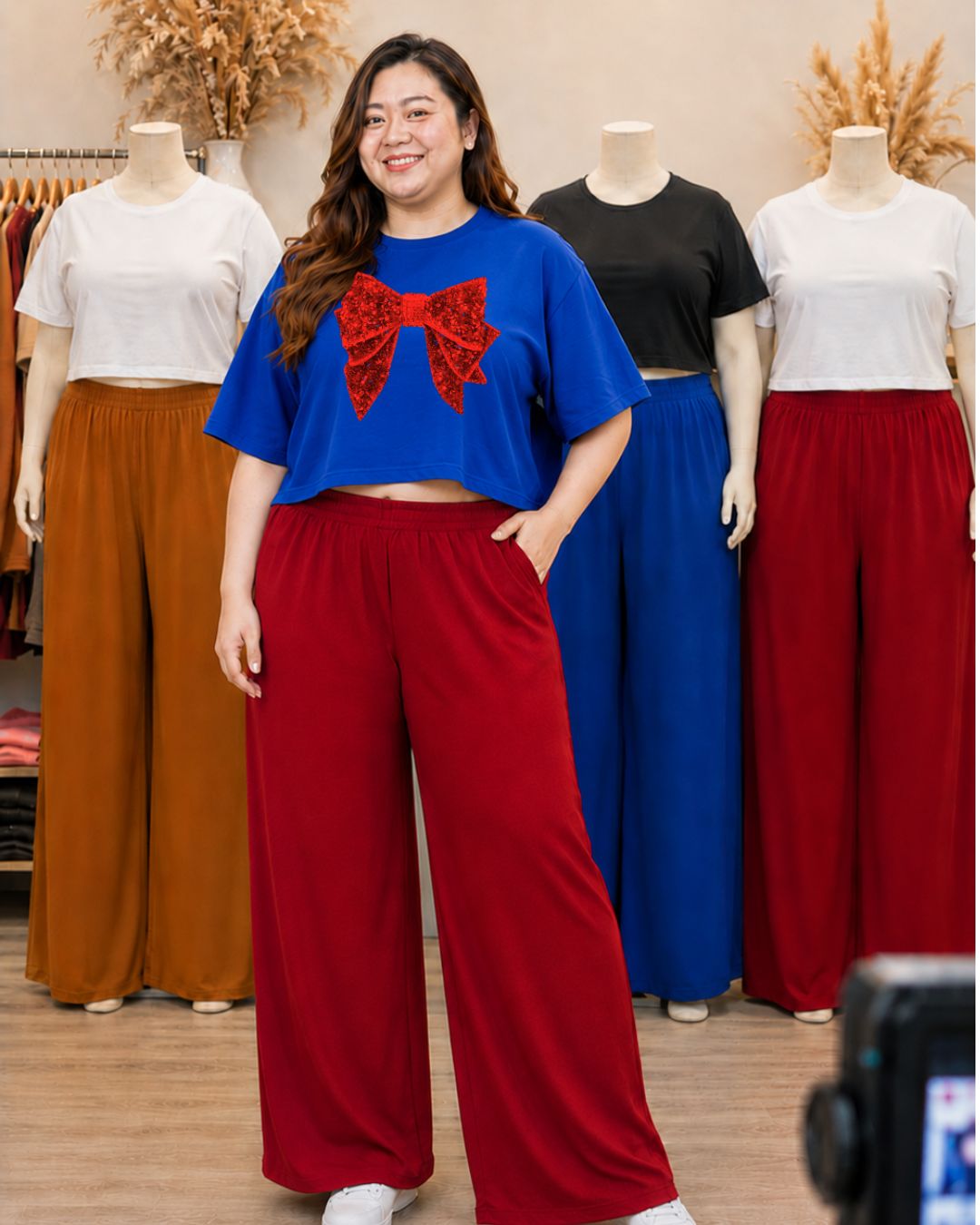 XDM Khycee Plus Size Terno Set | Oversized Crop Top + Wide Leg Pants