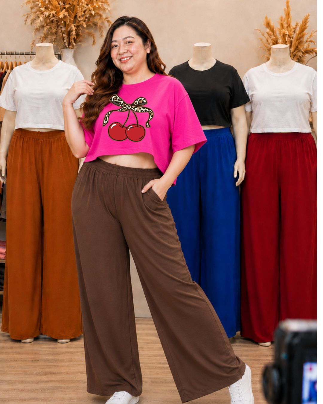 XDM Khycee Plus Size Terno Set | Oversized Crop Top + Wide Leg Pants