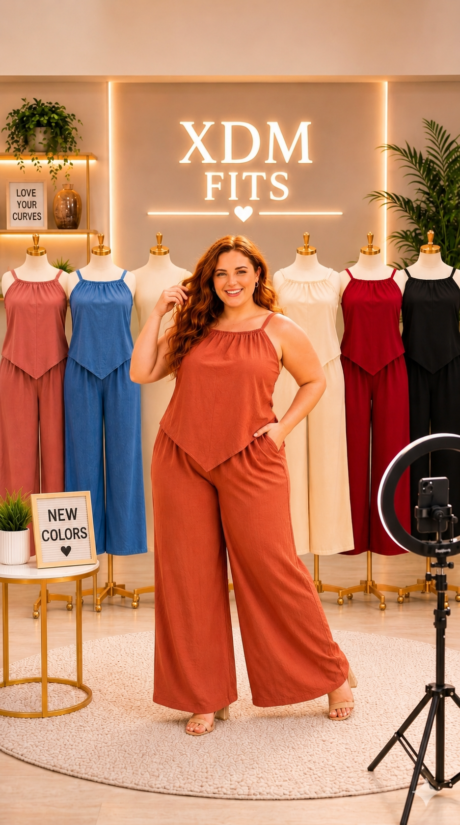 XDM FITS CURVY Cotton Linen Terno Set Self Tie Strap