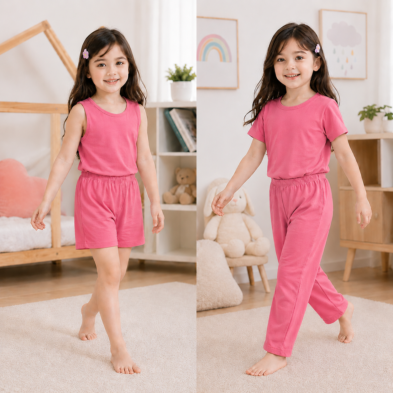 DM - 4-in-1 Sulit Pajama Set! Soft Cotton Spandex Sleepwear for Kids & Teens | Includes Sando, T-Shirt, Shorts & Pants |
