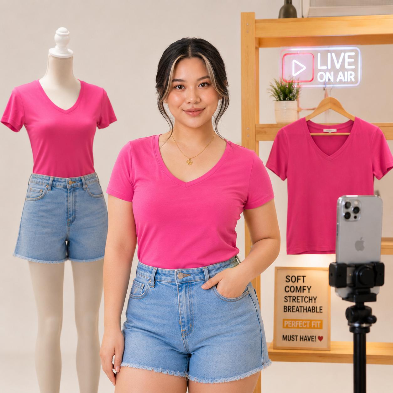XDM-Viral Comfort V-Neck Top – Premium Cotton Spandex
