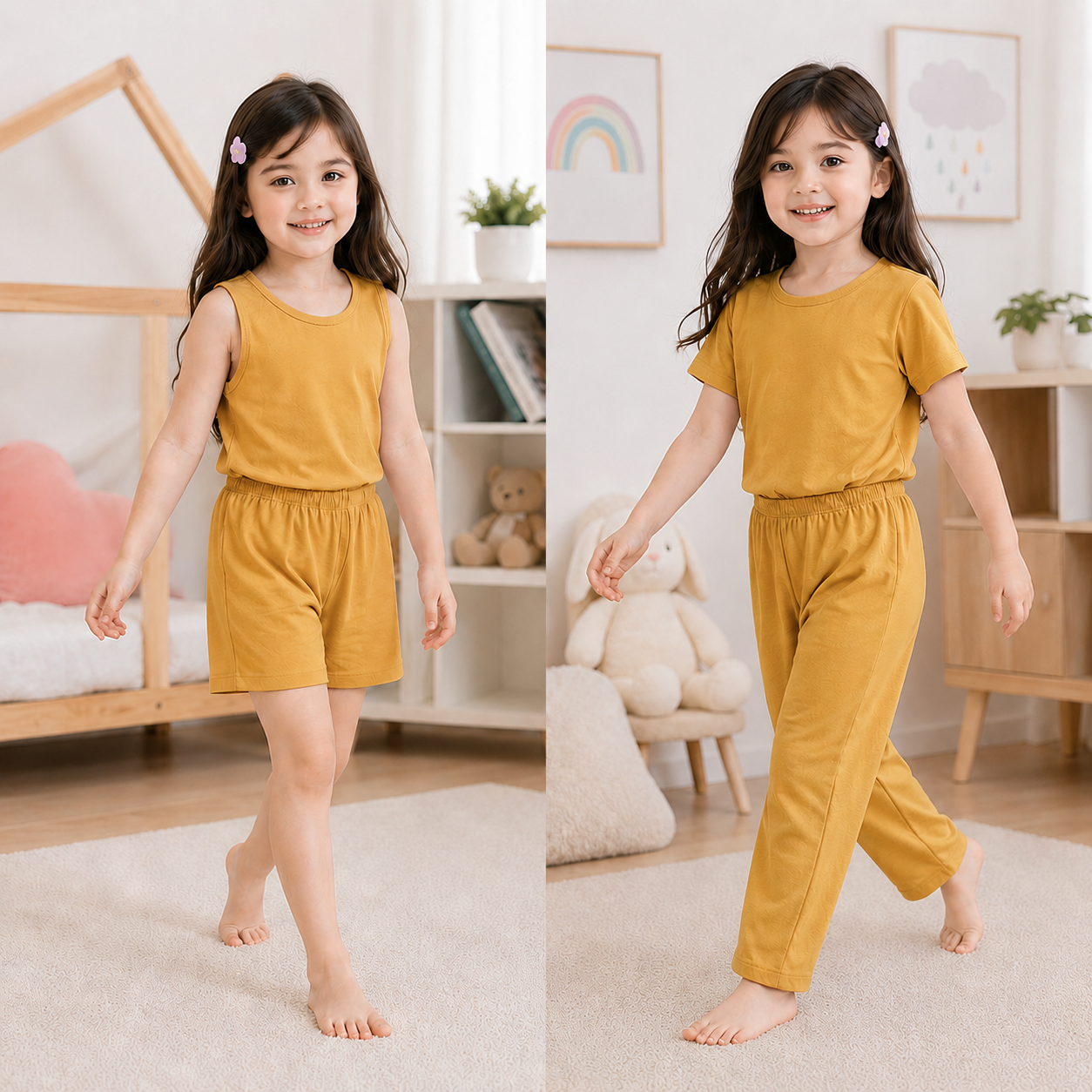 DM - 4-in-1 Sulit Pajama Set! Soft Cotton Spandex Sleepwear for Kids & Teens | Includes Sando, T-Shirt, Shorts & Pants |