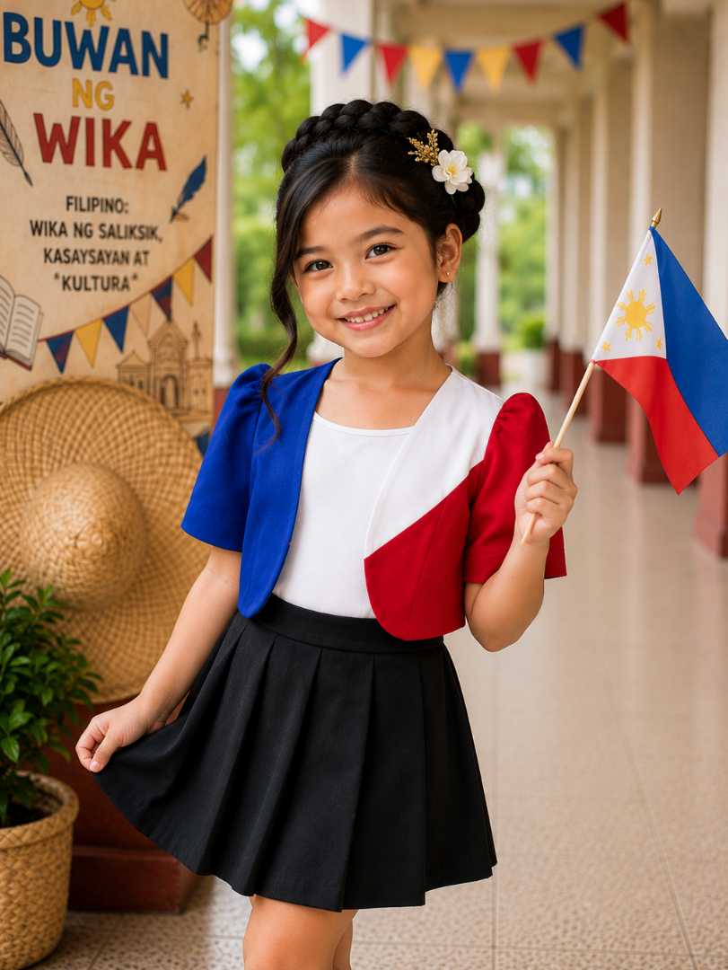 XDM-Filipiniana-Elegant Satin Sleeve Filipiniana Top