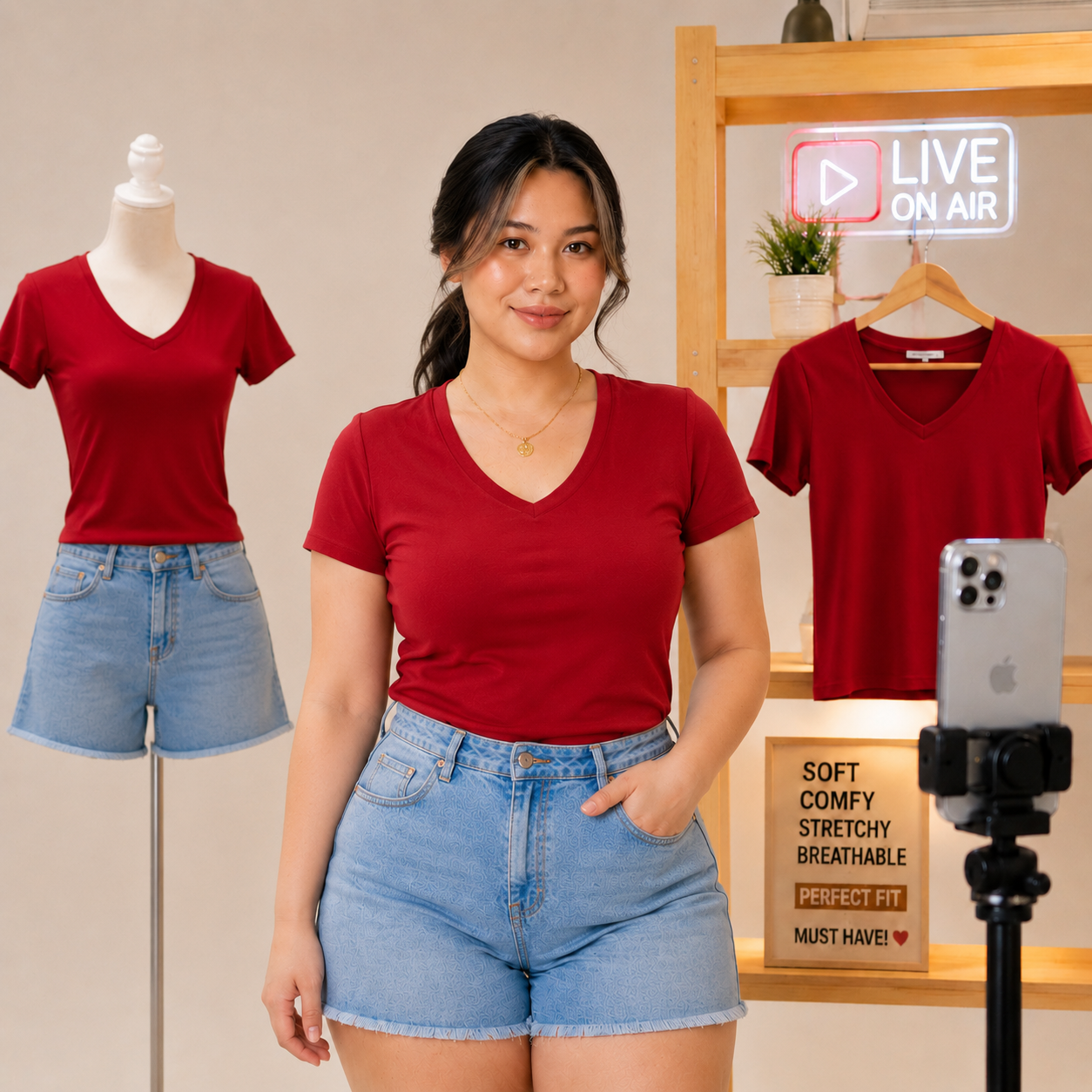 XDM-Viral Comfort V-Neck Top – Premium Cotton Spandex