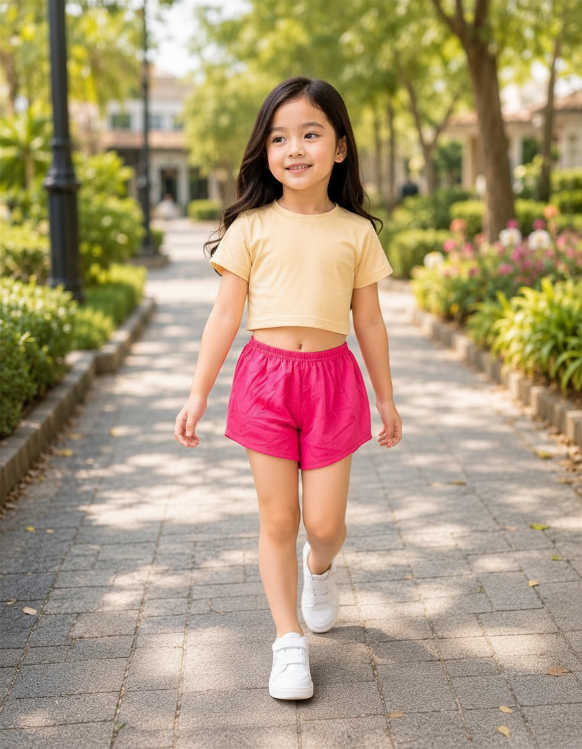 XDM-Cute & Comfy Kids Terno Set 💕 Crop Top + Shorts