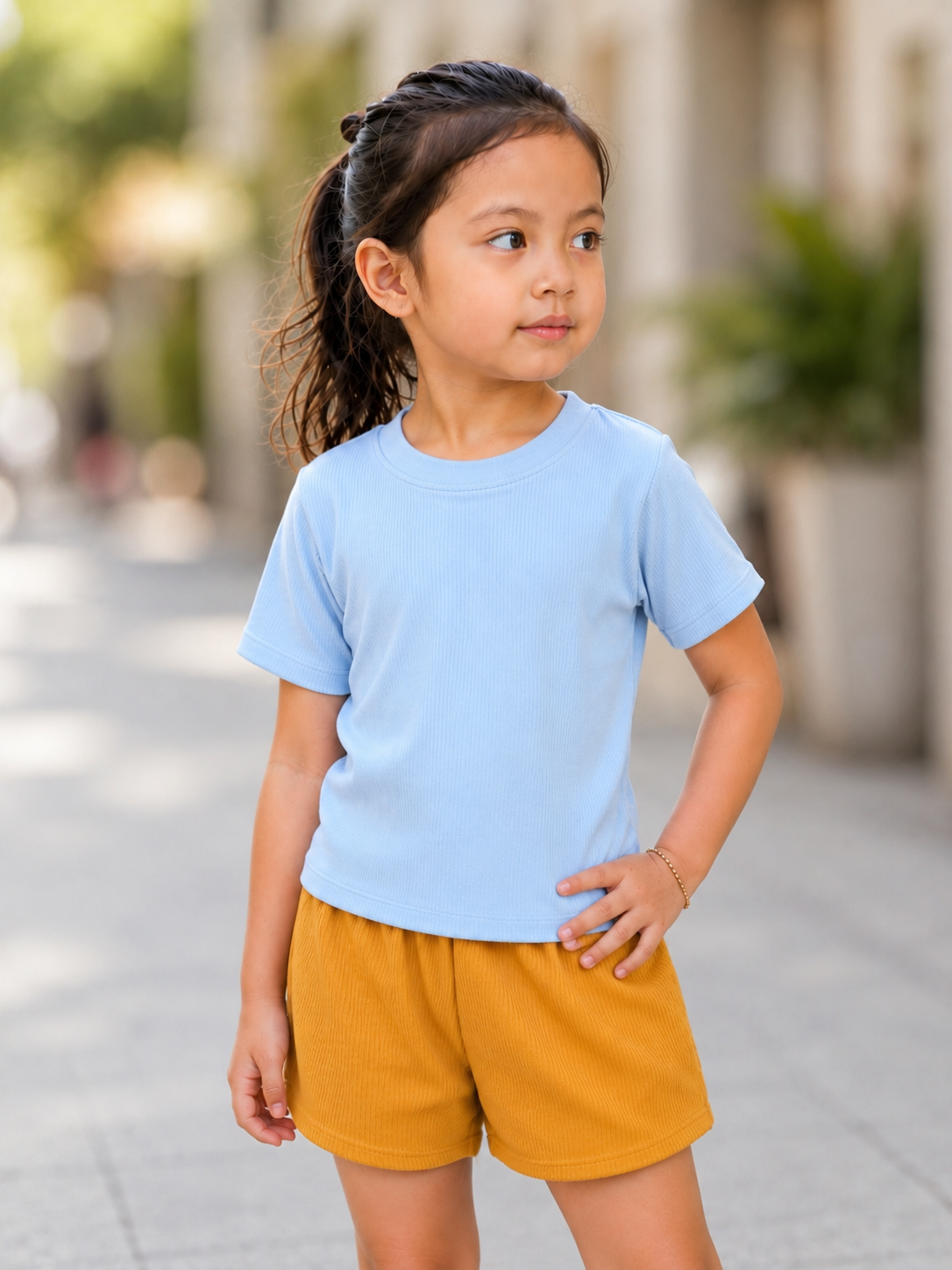 XDM-Kids Cotton Knitted Terno Set | Soft Stretch Ribbed Tee + Comfy Shorts