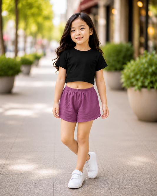 XDM-Cute & Comfy Kids Terno Set 💕 Crop Top + Shorts