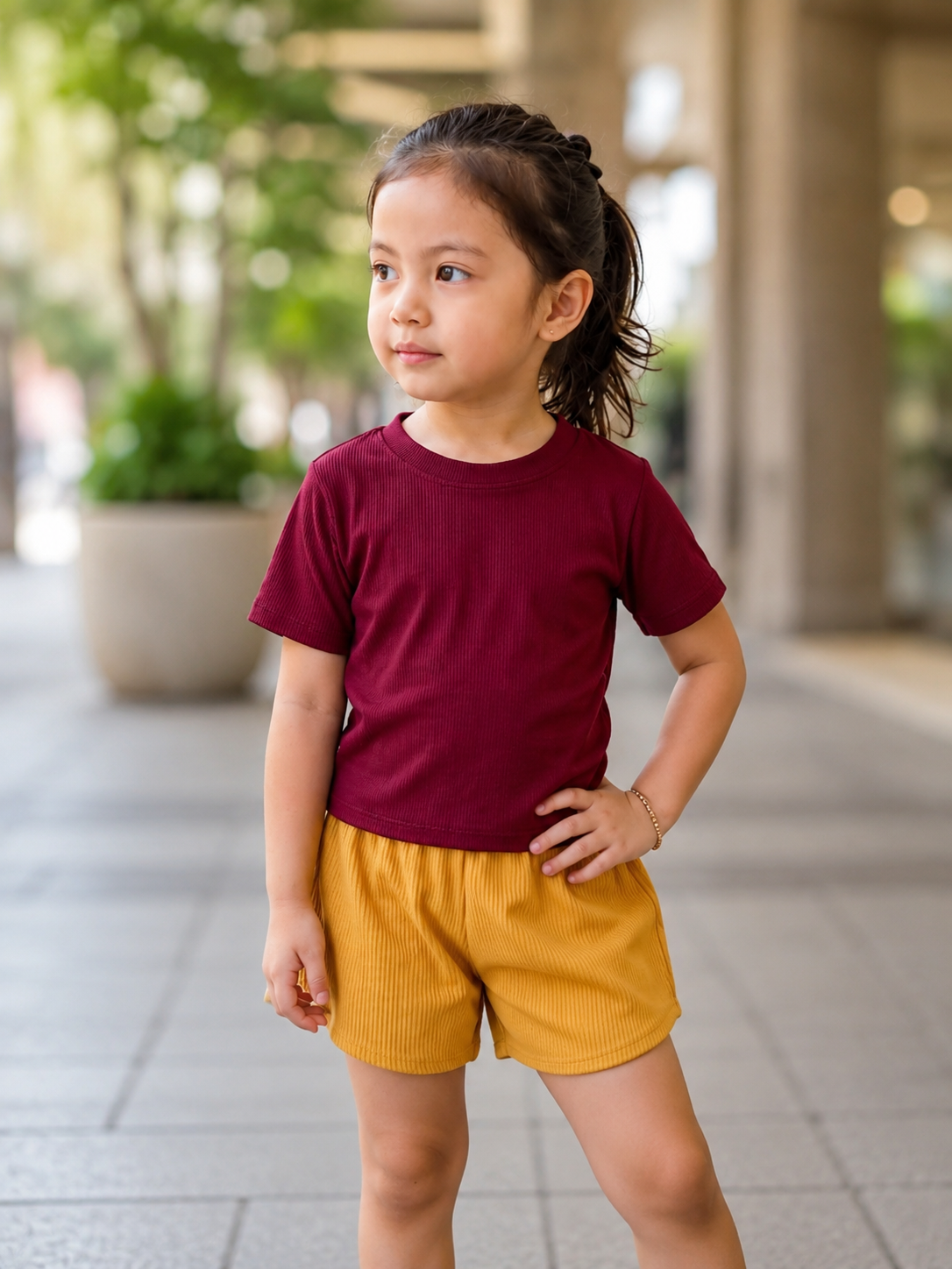 XDM-Kids Cotton Knitted Terno Set | Soft Stretch Ribbed Tee + Comfy Shorts