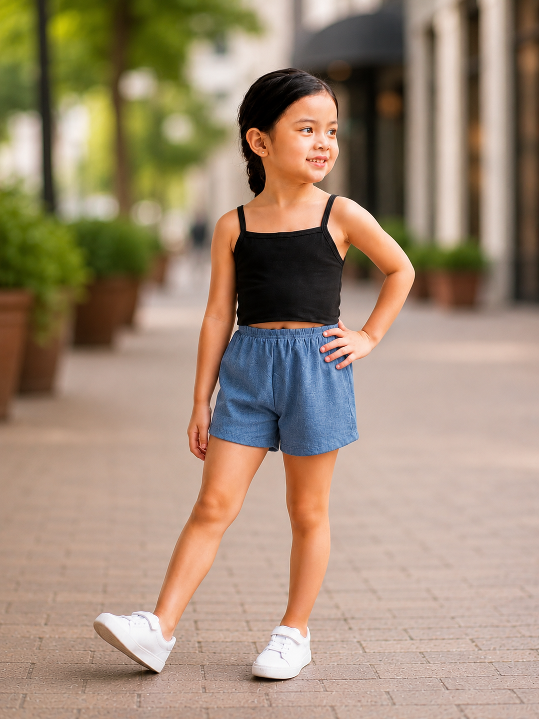 XDM-Kids Cotton Spandex Camisole Top & Cotton Linen Shorts Set