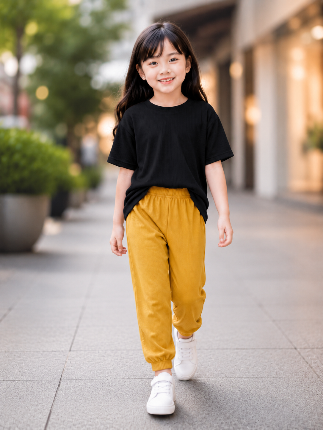 XDM-Kids Ribbed Cotton Knitted Terno Set | Soft Stretch Co-Ord Outfit with Ankle Cuffs | Best Fit for 5-8 Years Old