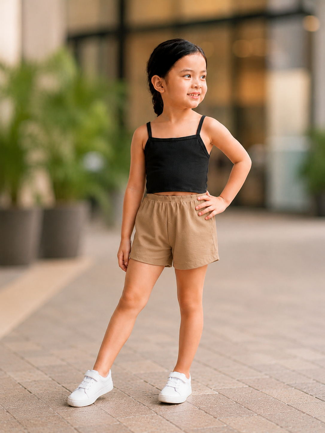 XDM-Kids Cotton Spandex Camisole Top & Cotton Linen Shorts Set
