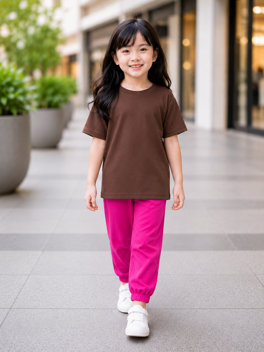 XDM-Kids Ribbed Cotton Knitted Terno Set | Soft Stretch Co-Ord Outfit with Ankle Cuffs | Best Fit for 5-8 Years Old