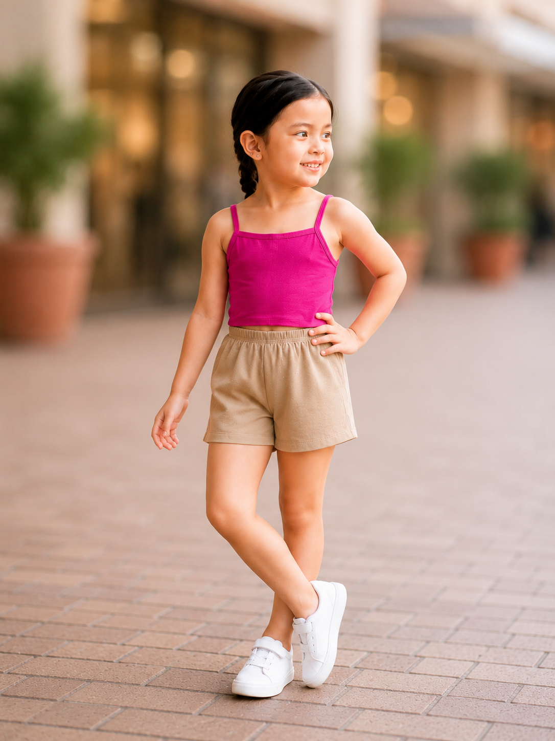 XDM-Kids Cotton Spandex Camisole Top & Cotton Linen Shorts Set