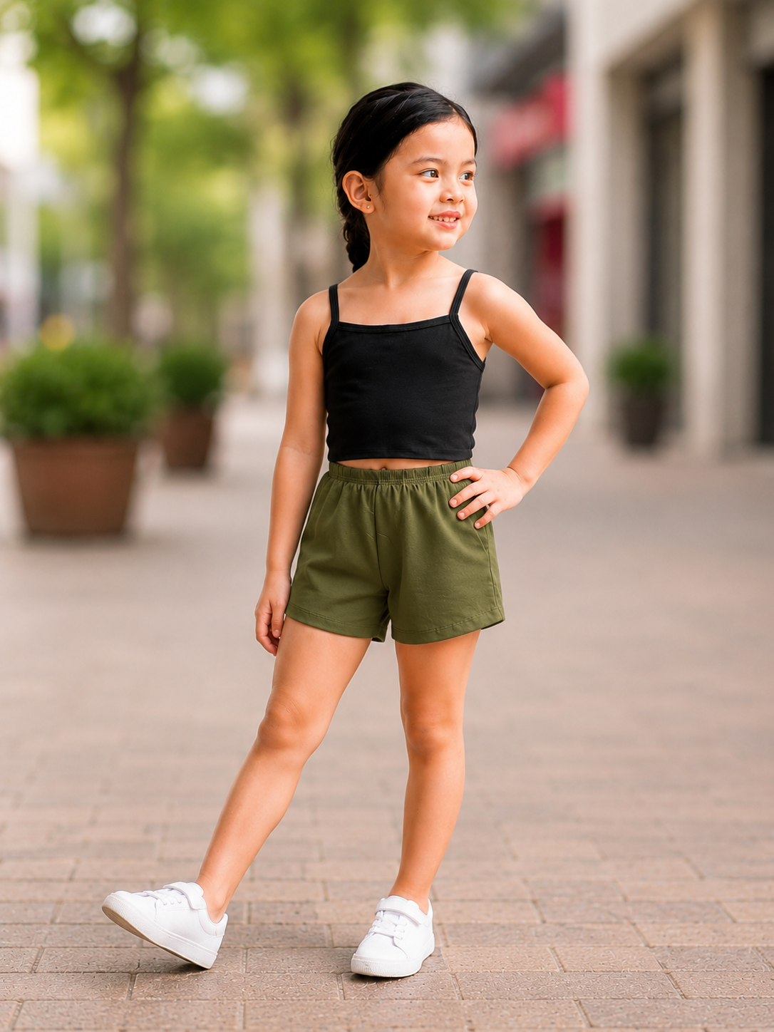 XDM-Kids Cotton Spandex Camisole Top & Cotton Linen Shorts Set