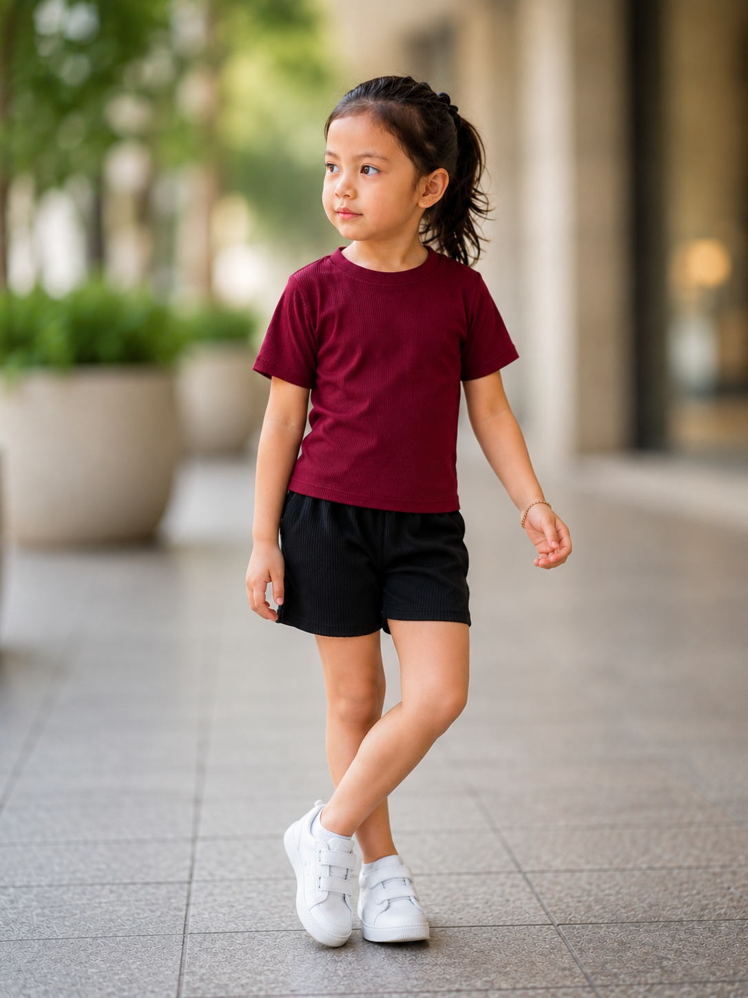 XDM-Kids Cotton Knitted Terno Set | Soft Stretch Ribbed Tee + Comfy Shorts