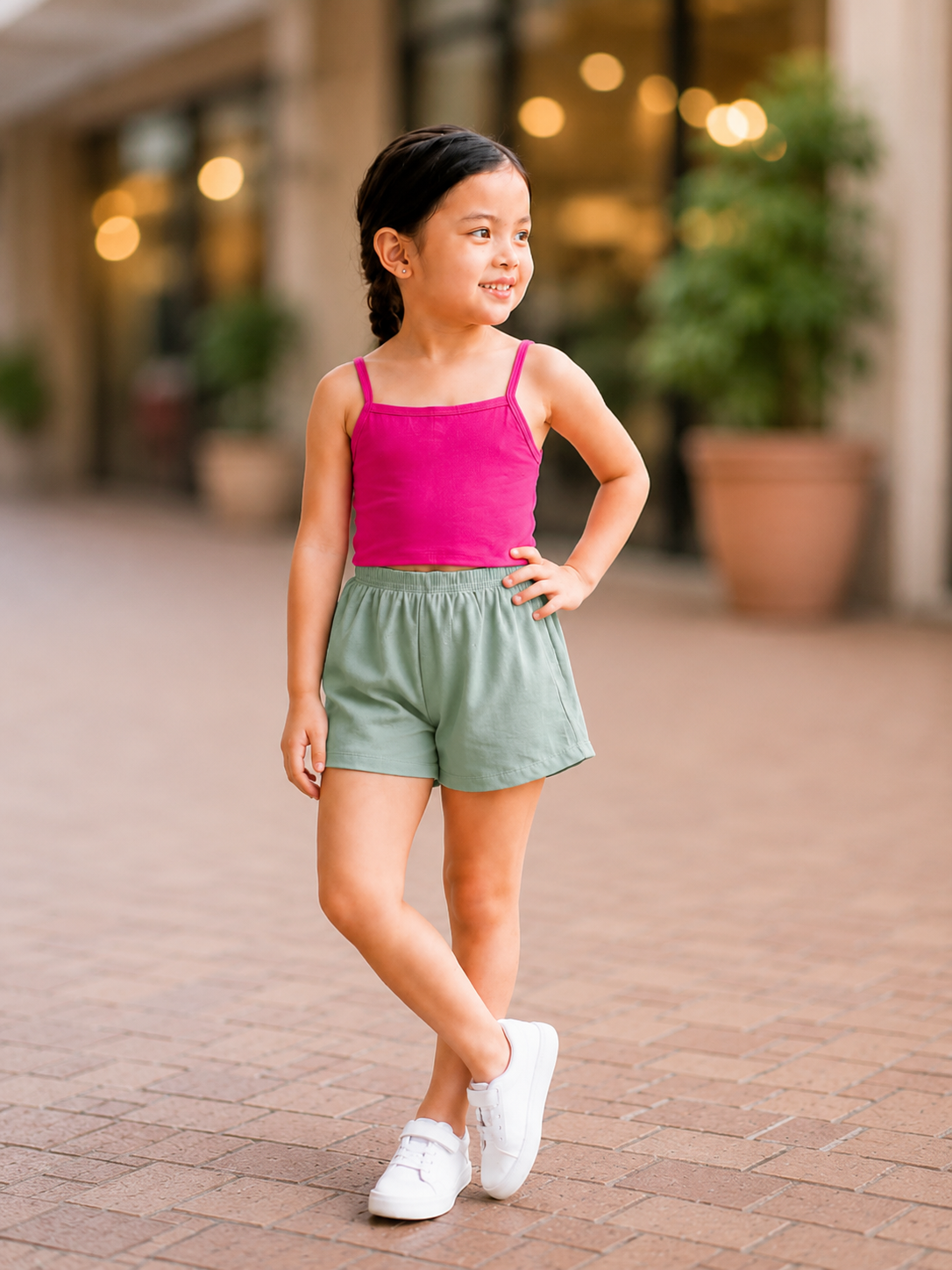 XDM-Kids Cotton Spandex Camisole Top & Cotton Linen Shorts Set