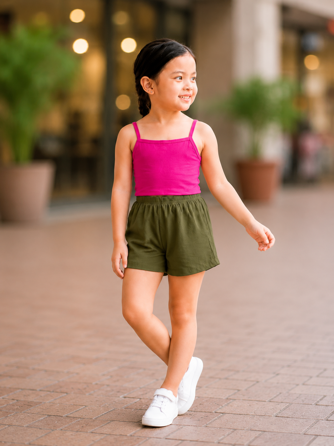 XDM-Kids Cotton Spandex Camisole Top & Cotton Linen Shorts Set