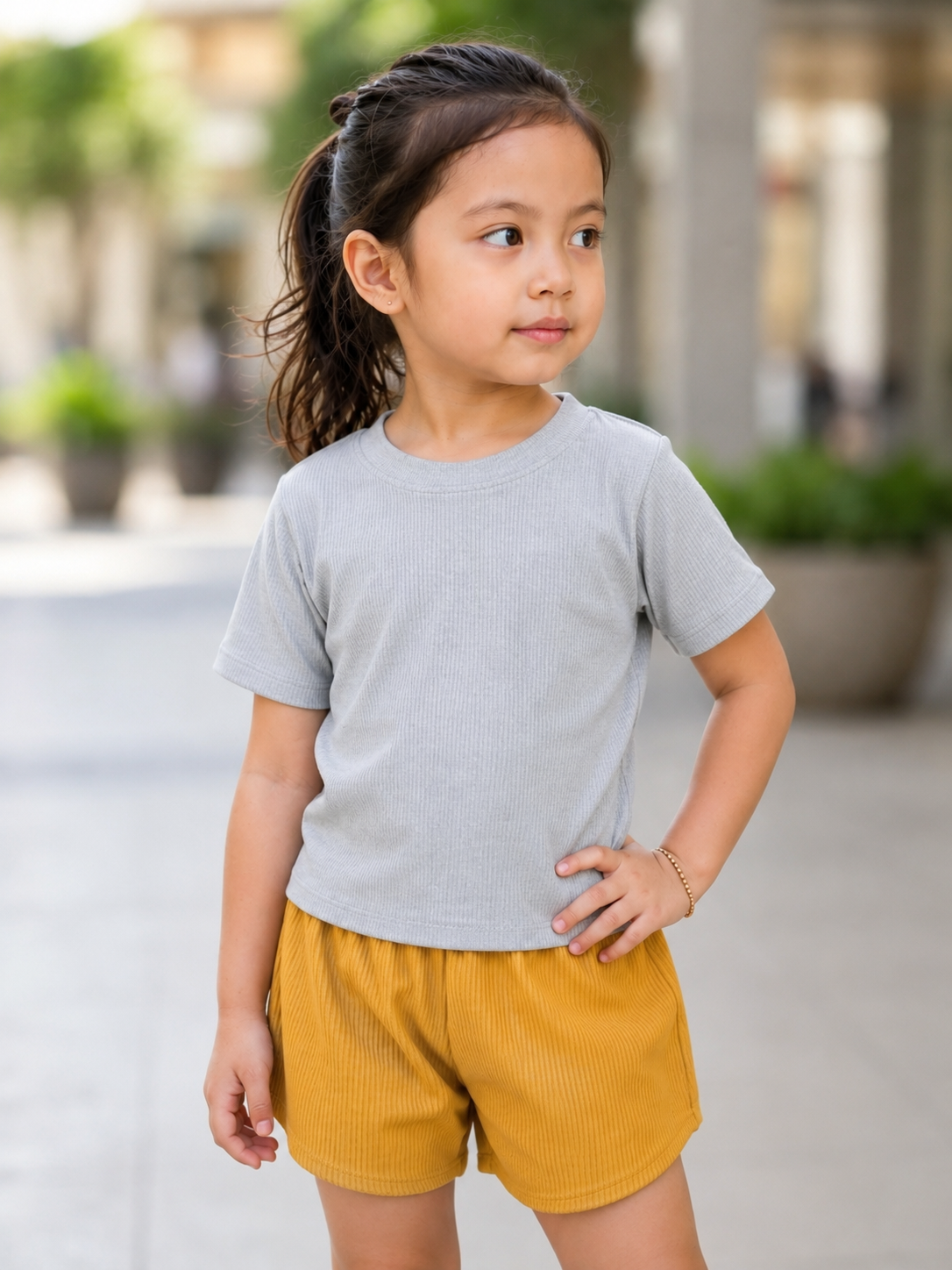XDM-Kids Cotton Knitted Terno Set | Soft Stretch Ribbed Tee + Comfy Shorts