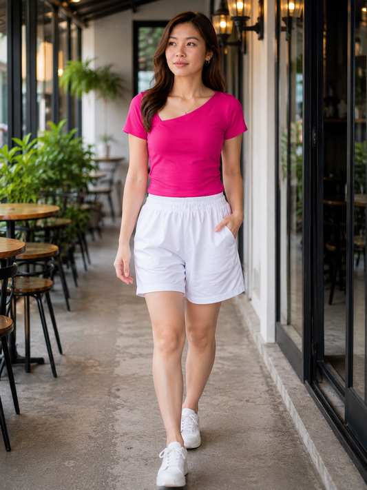 XDM- Stretch Cotton Spandex Top & Shorts Outfit Terno Set