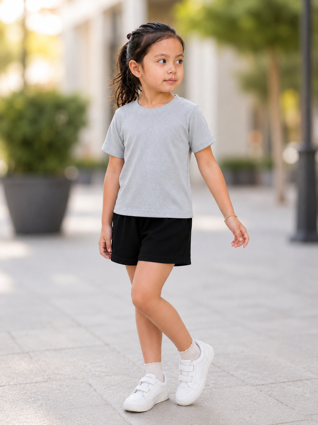 XDM-Kids Cotton Knitted Terno Set | Soft Stretch Ribbed Tee + Comfy Shorts