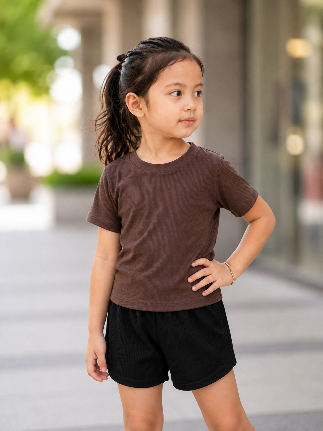 XDM-Kids Cotton Knitted Terno Set | Soft Stretch Ribbed Tee + Comfy Shorts