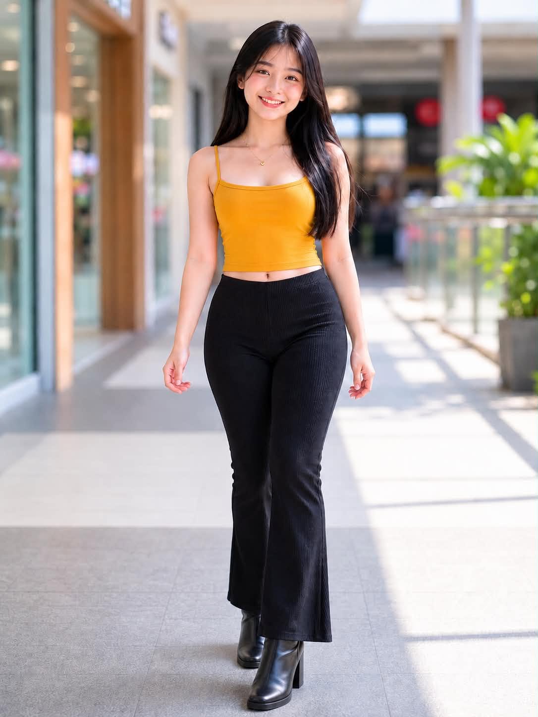 XDM-Chic Everyday Terno Set – Double-Lined Crop Top & Ribbed Flare Pants