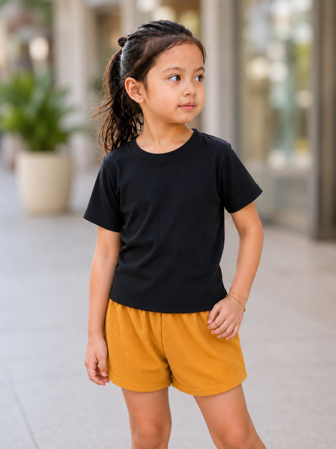 XDM-Kids Cotton Knitted Terno Set | Soft Stretch Ribbed Tee + Comfy Shorts
