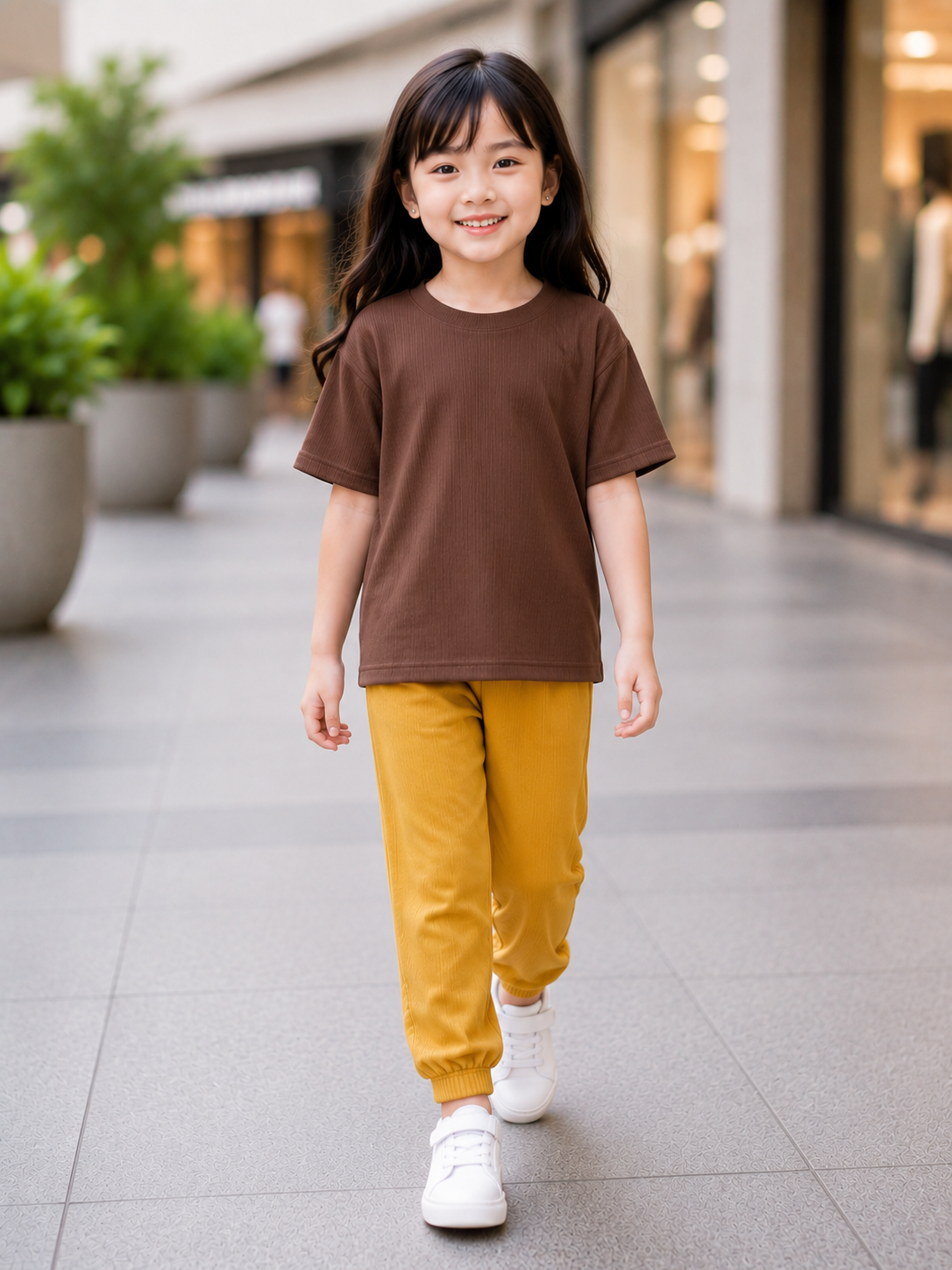 XDM-Kids Ribbed Cotton Knitted Terno Set | Soft Stretch Co-Ord Outfit with Ankle Cuffs | Best Fit for 5-8 Years Old