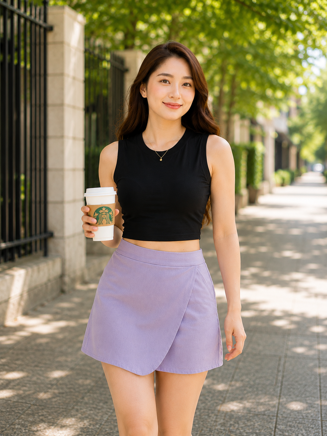 XDM-Premium Double-Lined Cotton Spandex Crop Top + Linen Pocket Skort Set