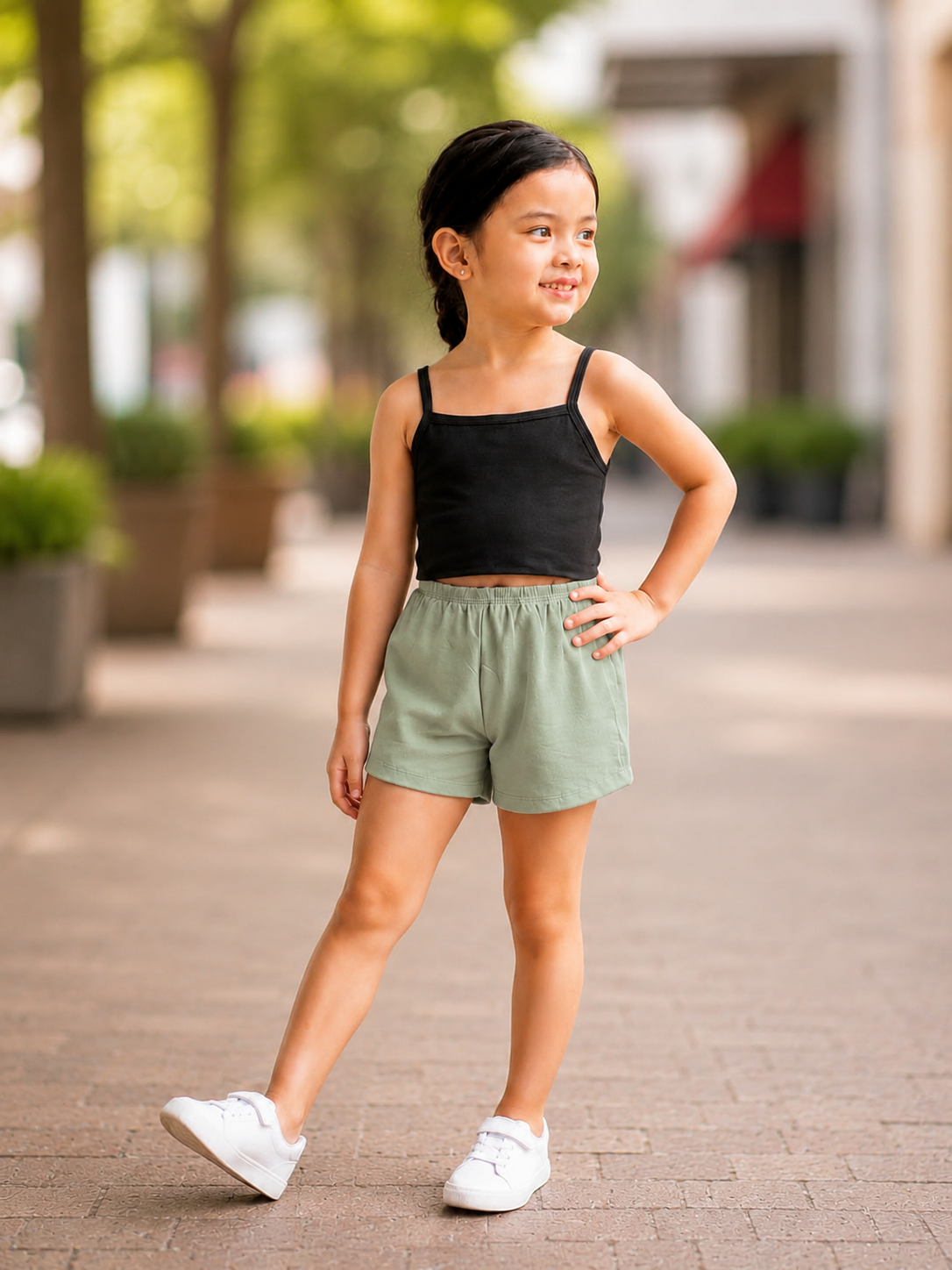 XDM-Kids Cotton Spandex Camisole Top & Cotton Linen Shorts Set