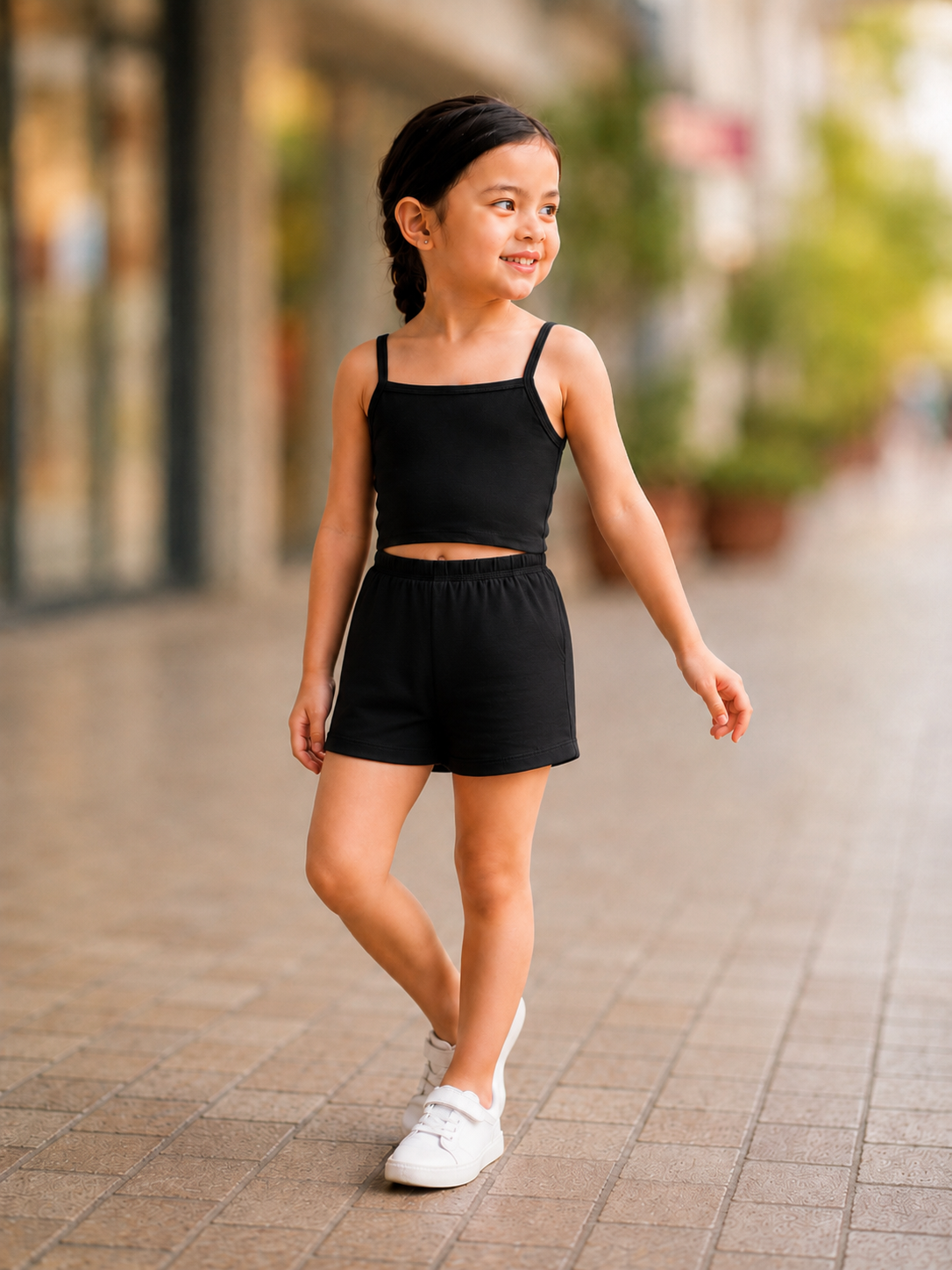 XDM-Kids Cotton Spandex Camisole Top & Cotton Linen Shorts Set