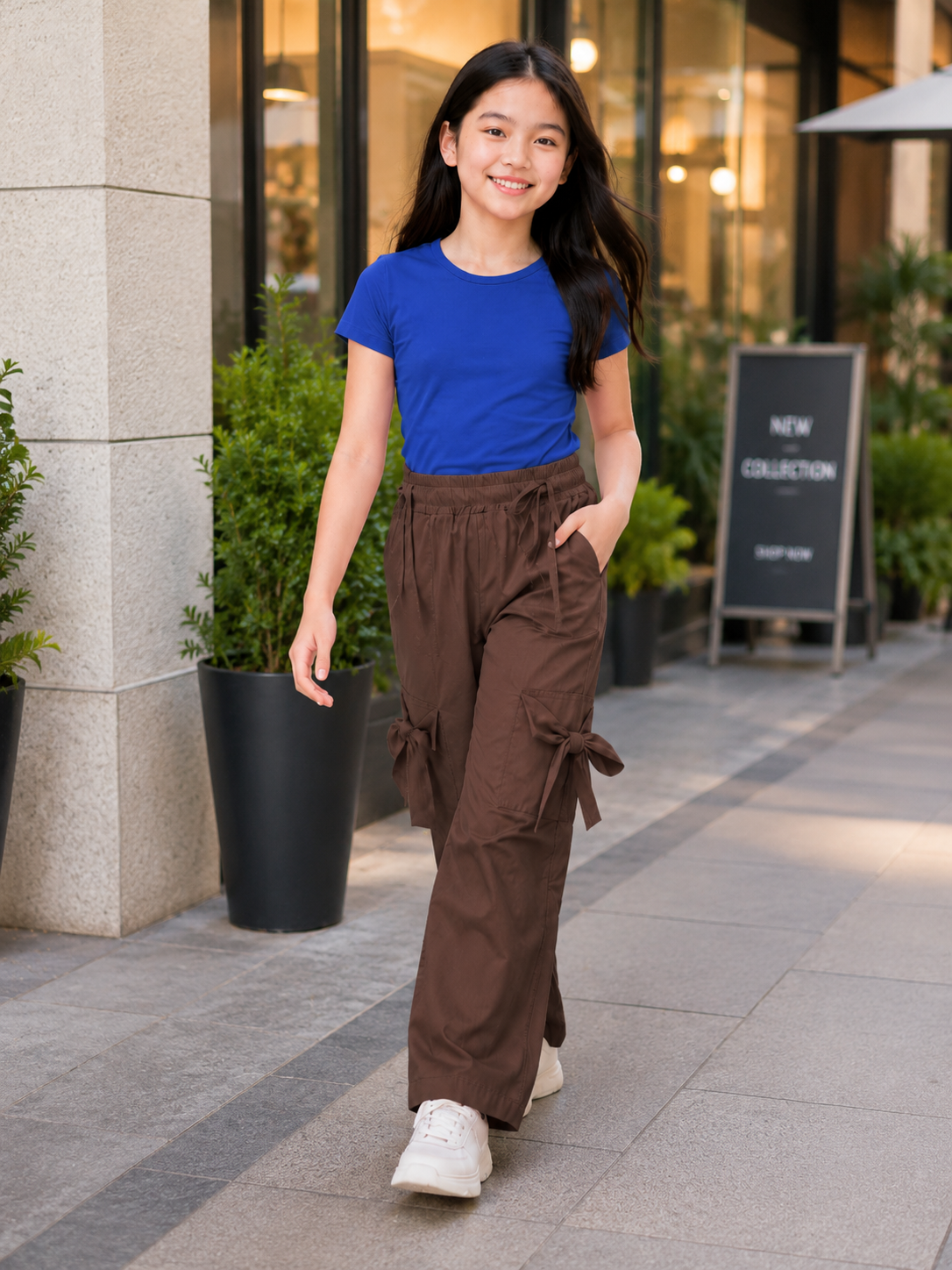 XDM-Fashionista Bow Cargo Terno Set  | Double-Lined Stretch Top + Wide-Leg Twill Pants